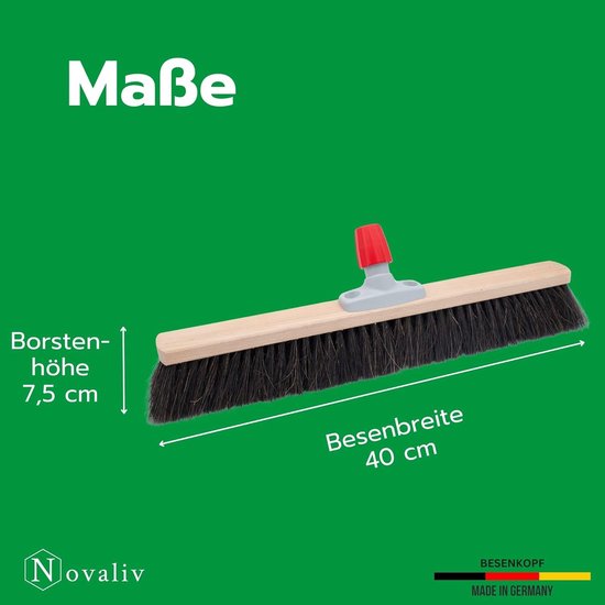 4x bezems natuurhaar 40 cm bezemkop I zonder steel I paardenhaar zwart I bezem voor binnen I garde universele bezem huisbezem binnen van Silverline — afbeelding 4