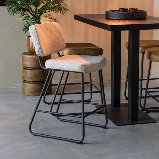 LABEL51 Tabouret de bar Noah - Naturel - Boucle - Hauteur d'assise 65