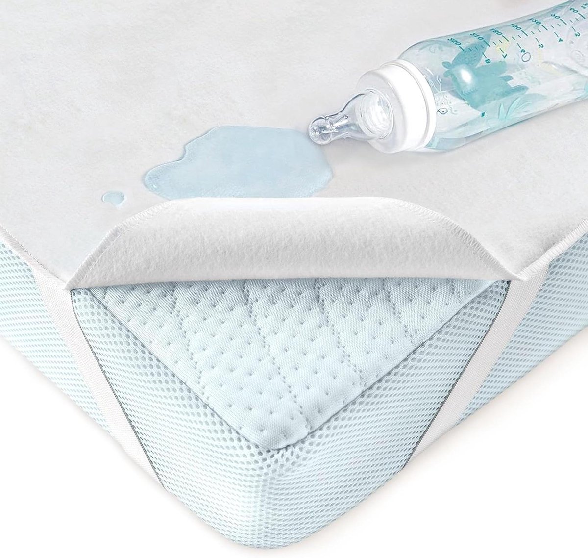 Waterdichte Matrasbeschermer 70 x 140 cm - Voor Babybed Ledikant en Wieg - Wasbare Matras Protector - 100% Ademend Katoen Oeko-Tex - PVC-vrij