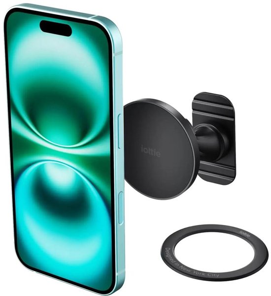 iOttie iTap 3 Flush Mount - Support de Téléphone Magnétique pour Tableau de Bord Auto - Compatible avec MagSafe / Qi2 - Livré avec Adaptateur Ring Magnétique - Zwart
