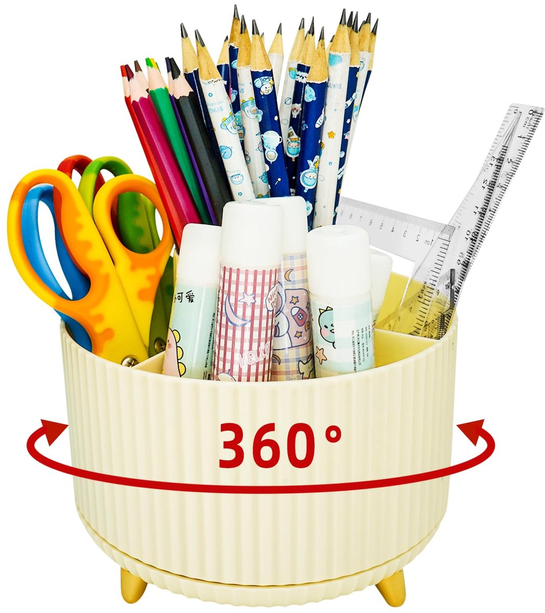 Ibenzoa® Ruime en Draaibare Organisatieoplossing voor Bureau en School – Beige