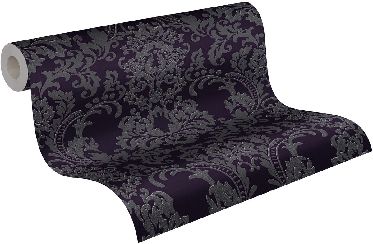 Ibenzoa Hoogwaardig Vliesbehang met Barokke Ornamenten – 0,53 x 10,05 m – Zwart Zilver