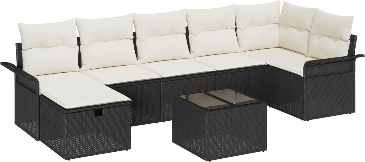 vidaXL Tuinbank - Set - 8 - st - Poly - rattan Zwart