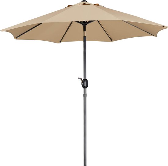 Yaheetech Umbrella for Balcony, Round, Patio Parasol, 270 cm / 230 cm, Folding Crank Protection, UV Protection UPF 50 , cream