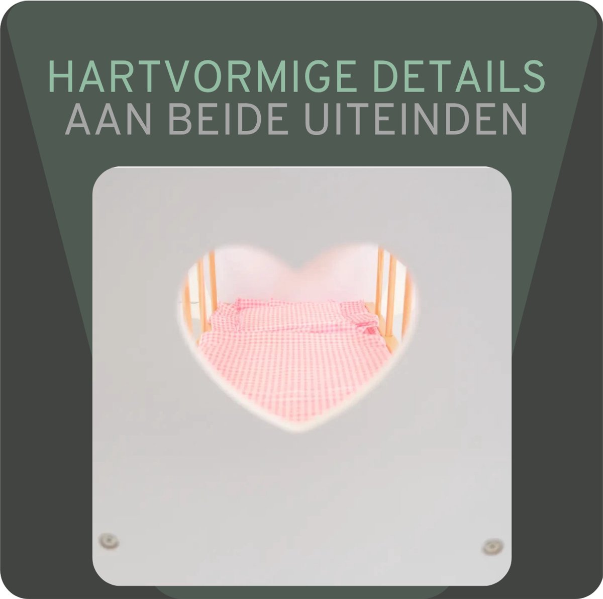 Bandits & Angels Houten Poppenbedje Sweet Dreams Wit Hout met Hart - Poppenbed Hout - Geschikt voor Pop tot 46 cm - Inclusief Dekentje - Poppen Bed - Poppen Meubel — afbeelding 11