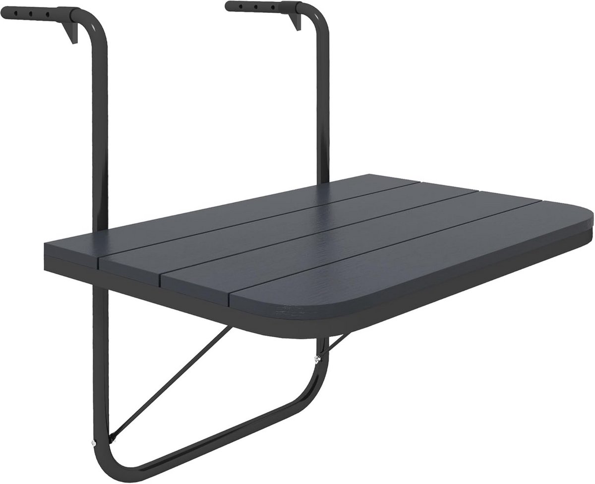 Inklapbare Balkontafel voor Balkon - Verstelbare Hangtafel voor Buiten - 60 x 40 cm, Zwart - Maximaal 25 kg
