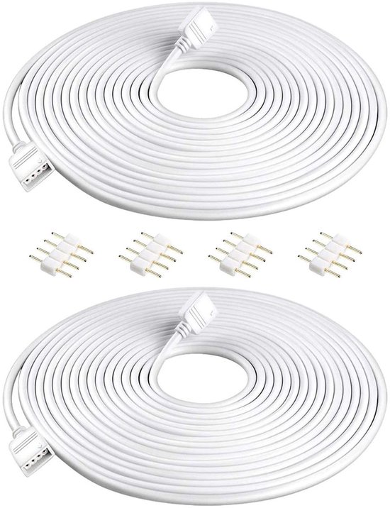 4-poliges RGB-Steckverbinder-Set – 10 Lückenlose Verbinder, 20 Clips, Für 5050/3528 LED-Streifen