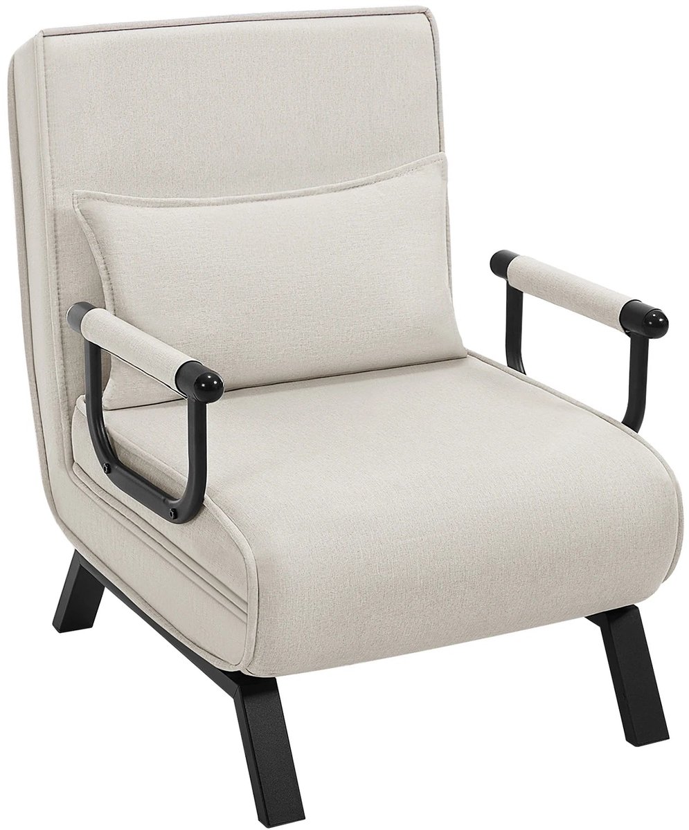 Slaapbank - Slaapfauteuil - Slaapstoel - Inklapbare Slaapbank - Opvouwbare Stoel - 3-in-1 - met Fauteuil - Linnen Bekleding - Kussen - Verstelbare Rugleuning - Beige
