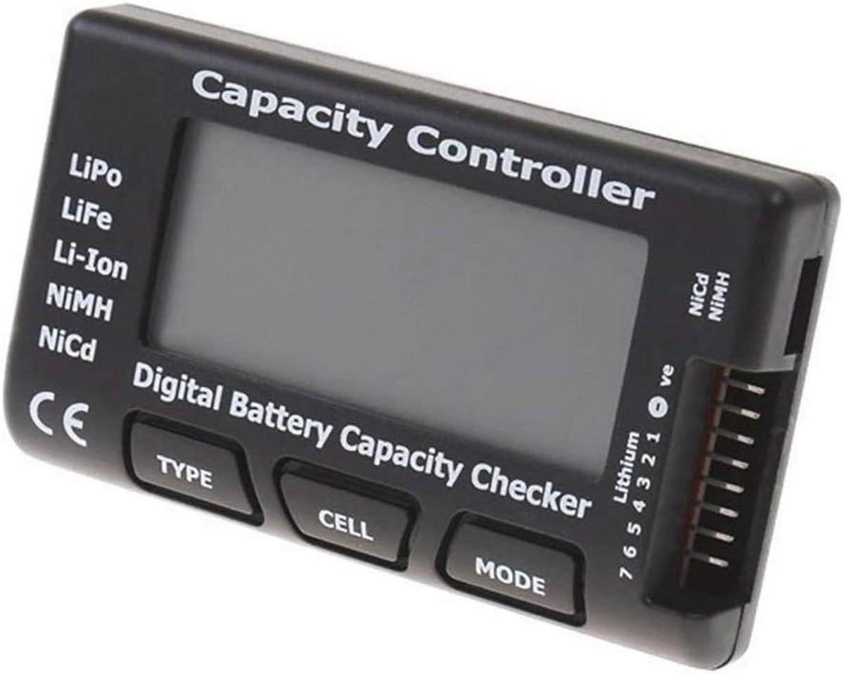 Digitale batterijcapaciteitcontroller voor LiPo, Li-ion, NiMH en NiCd