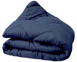 PrincessDekbed Classic 2-in-1 Wasbaar Eazydekbed Zonder Overtrek - Blauw- Navy Bedrukt -Hoesloos 2-Persoons-Lits Jumeaux Extra Lang Dekbed 240×220 cm