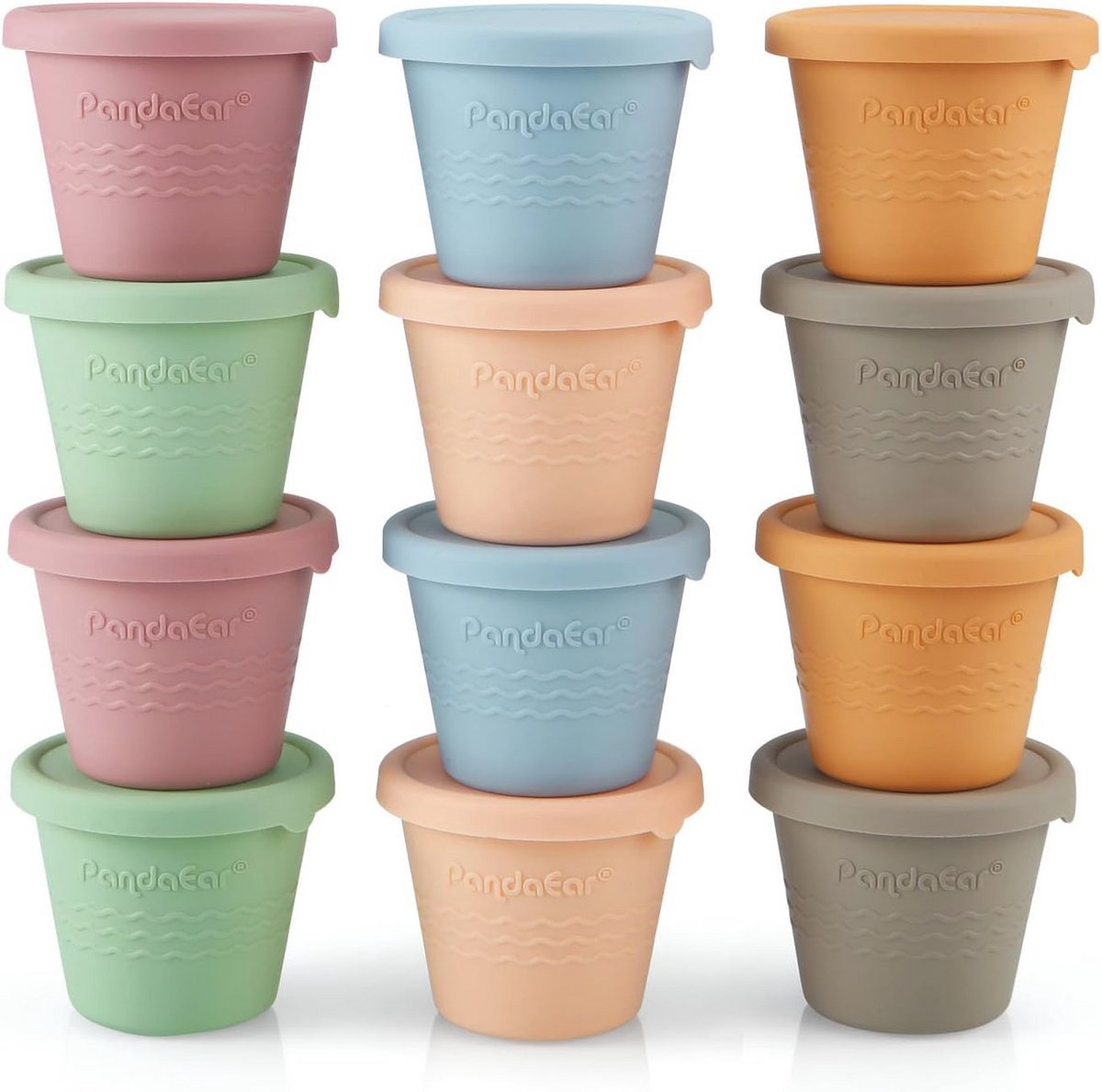 Image of 12 Stuks Siliconen Babyvoeding Opslagcontainers - Herbruikbare Snackcontainers voor Baby's en Kinderen