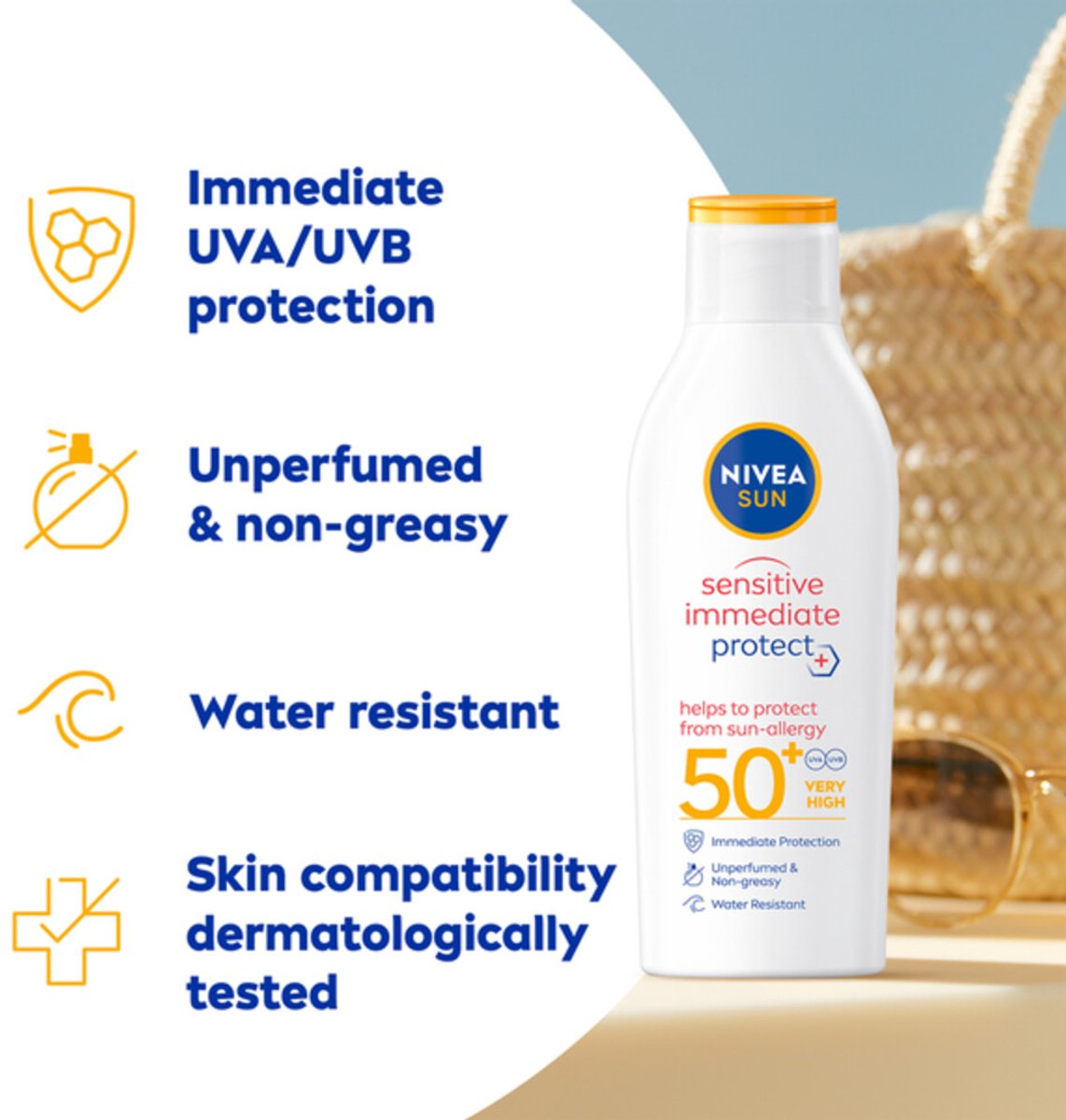 NIVEA Sun Sensitive Anti-Allergie Zonnemelk SPF 50 - 12 x 200 ml - Voordeelverpakking