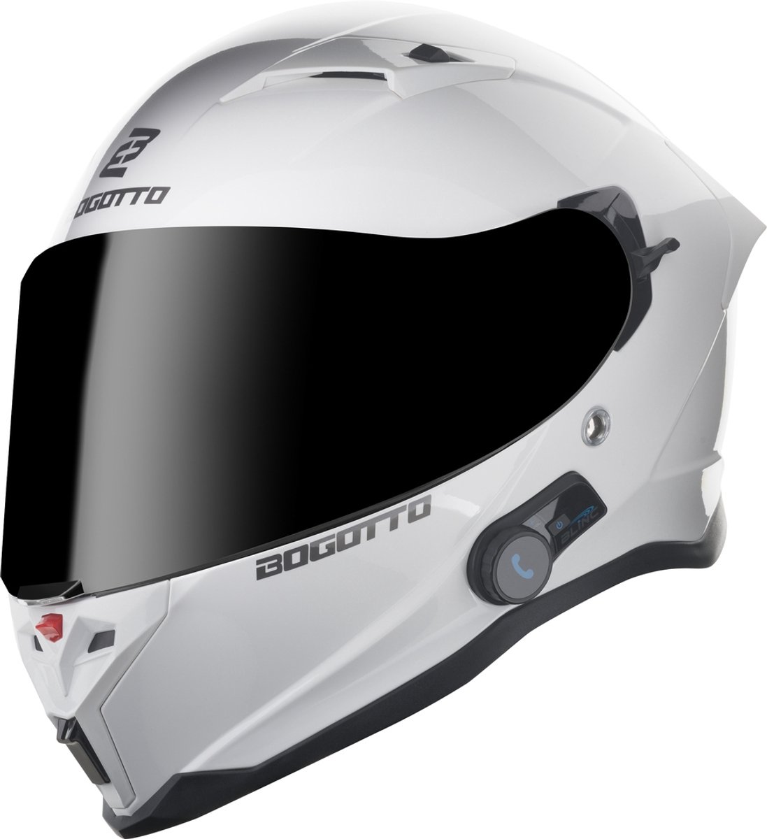 Bogotto H153 BT Wit Bluetooth Motorhelm - Maat S - Helm