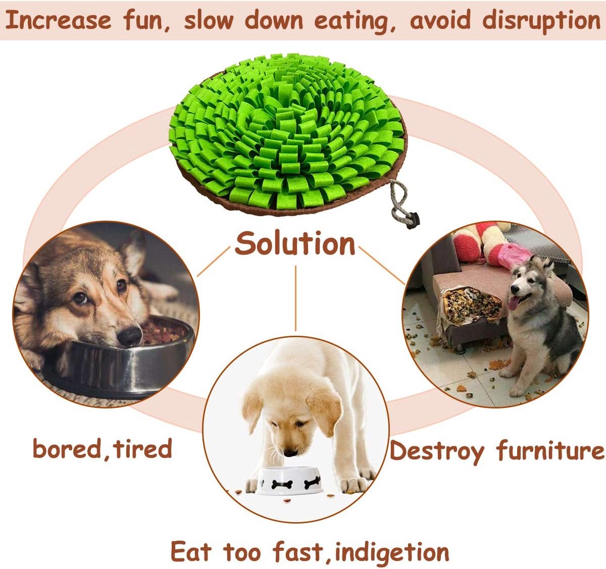 Snuffelmat voor huisdieren - Interactief hondenvoerspeelgoed - Huisdierspeelgoed - Moedigt katten en honden aan om voedsel te vinden - Stressverlichting binnen en buiten - Compact en draagbaar thumbnail 6