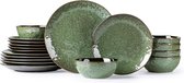 Service de table JMZR® 6 personnes - Service de table - Ensembles de service - Service d'assiettes Chique - Porcelaine - Vert