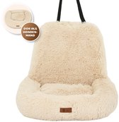Siège auto moelleux Pet Perfect pour chien - Panier de voiture avec sangles de sécurité - Panier 2 en 1 pour chien - Orthopédique - Antidérapant - Taille M - Beige