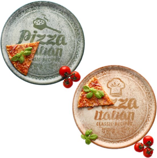Set van 2 pizzaborden CREAM & GREEN 33cm - 1x ZREC01 & 1x ZREC03