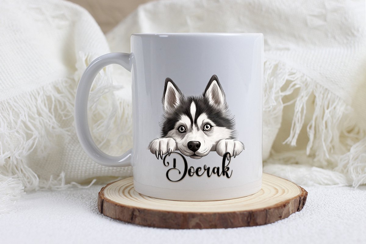 Siberische husky mok met naam