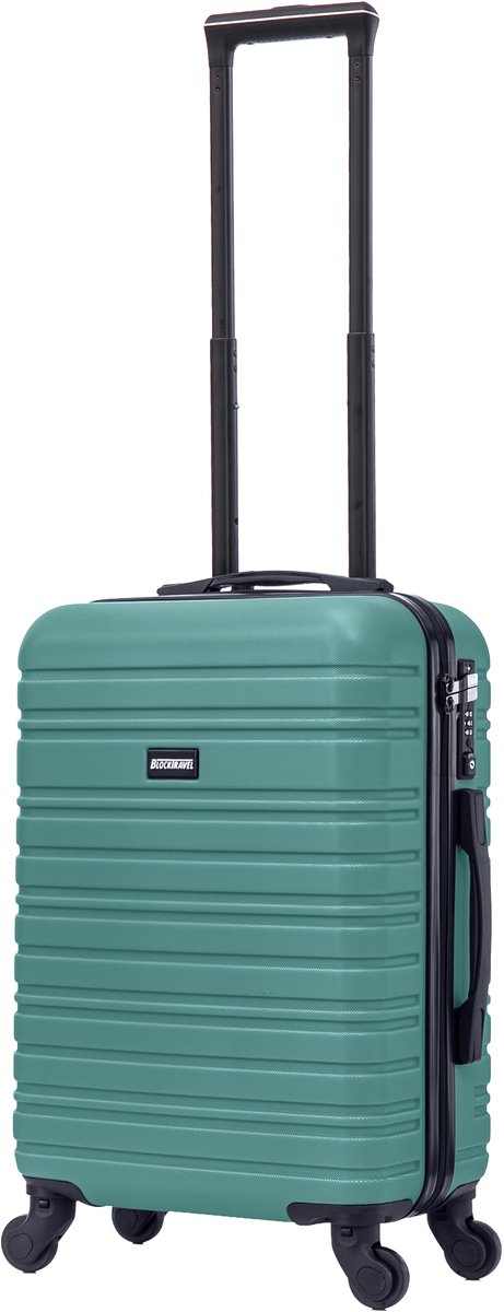 BlockTravel® Handbagage Koffer - Carryon Koffer 39L - Reiskoffer met Wielen - Trolley Handbagage 58cm - Afneembare Wielen - TSA-slot - 4 Spinner Wielen - Groen