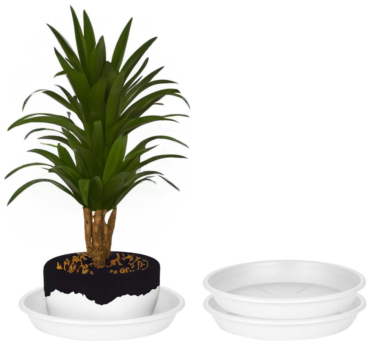 Juypal Plantenschotel - 2x - wit - kunststof - Dia 30,5 cm - onderschotel/opvangschaal