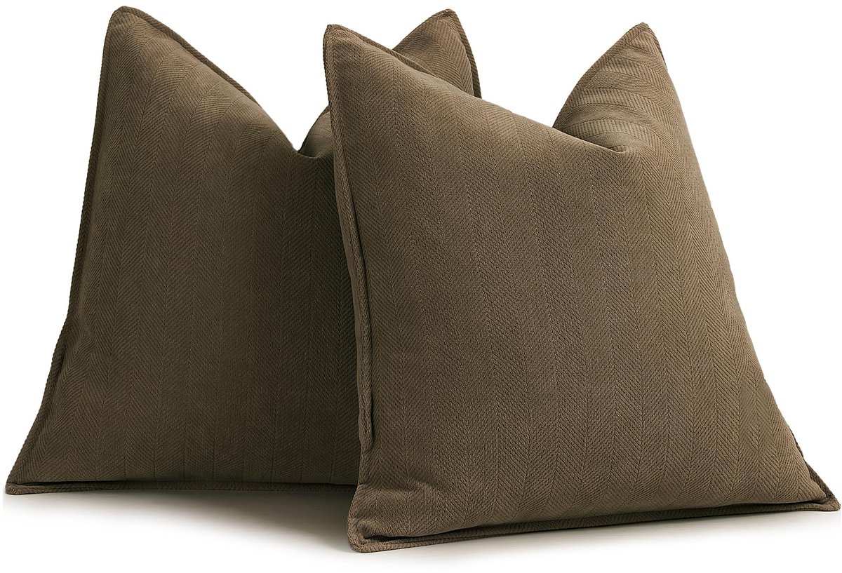 Unyqoos ® Elegante Chenille Kussenhoezen 50x50 cm voor Luxe Woondecoratie Set van 2 Stuks bruin