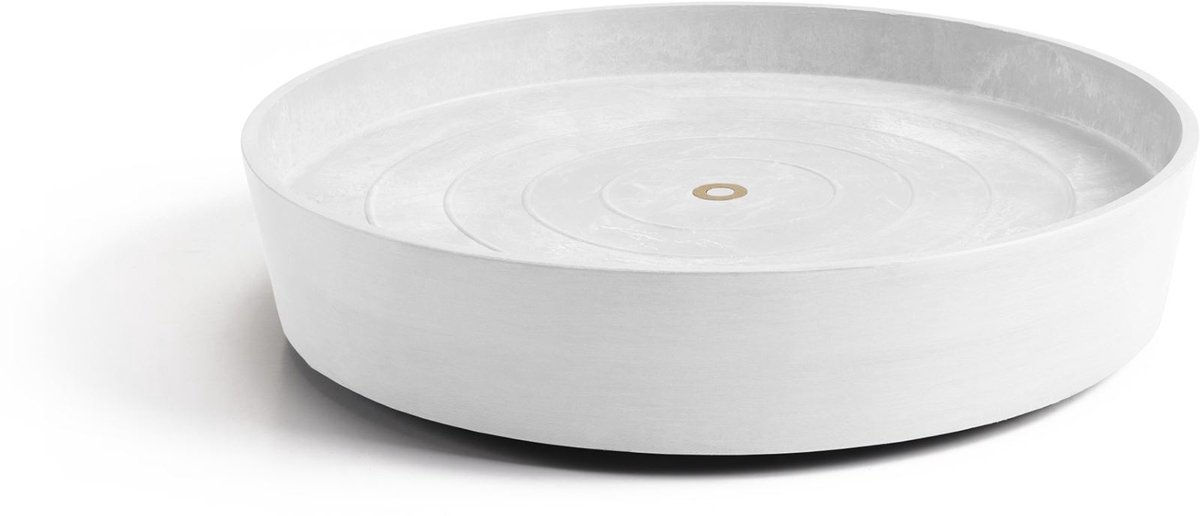 Ecopots Saucer Wheels - Pure White - Ø41,6 x H9 cm - Ronde witte onderschotel op wielen met waterreservoir