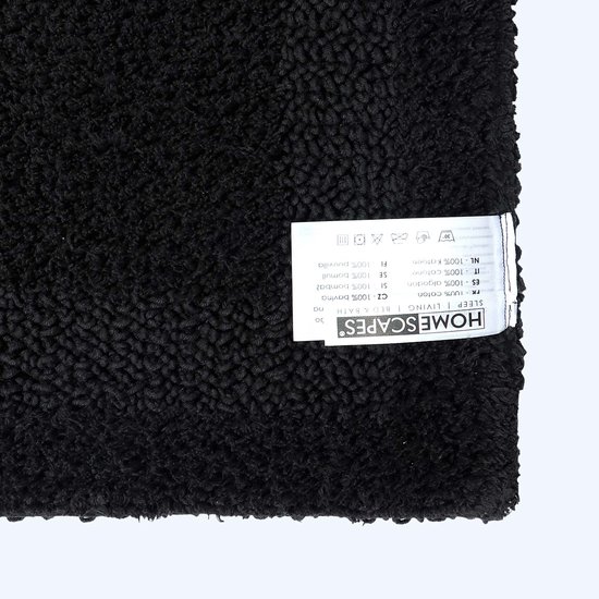 Homescapes Tapis de bain rond en coton, 80 cm – Noir