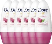 Dove Go Fresh Pomegranate & Lemon Verbena Women - 6 x 50 ml - Deodorant Roller - Voordeelverpakking