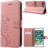 Bloemen & Vlinders Book Case - Geschikt voor iPhone 8 Plus / 7 Plus Hoesje - Pink