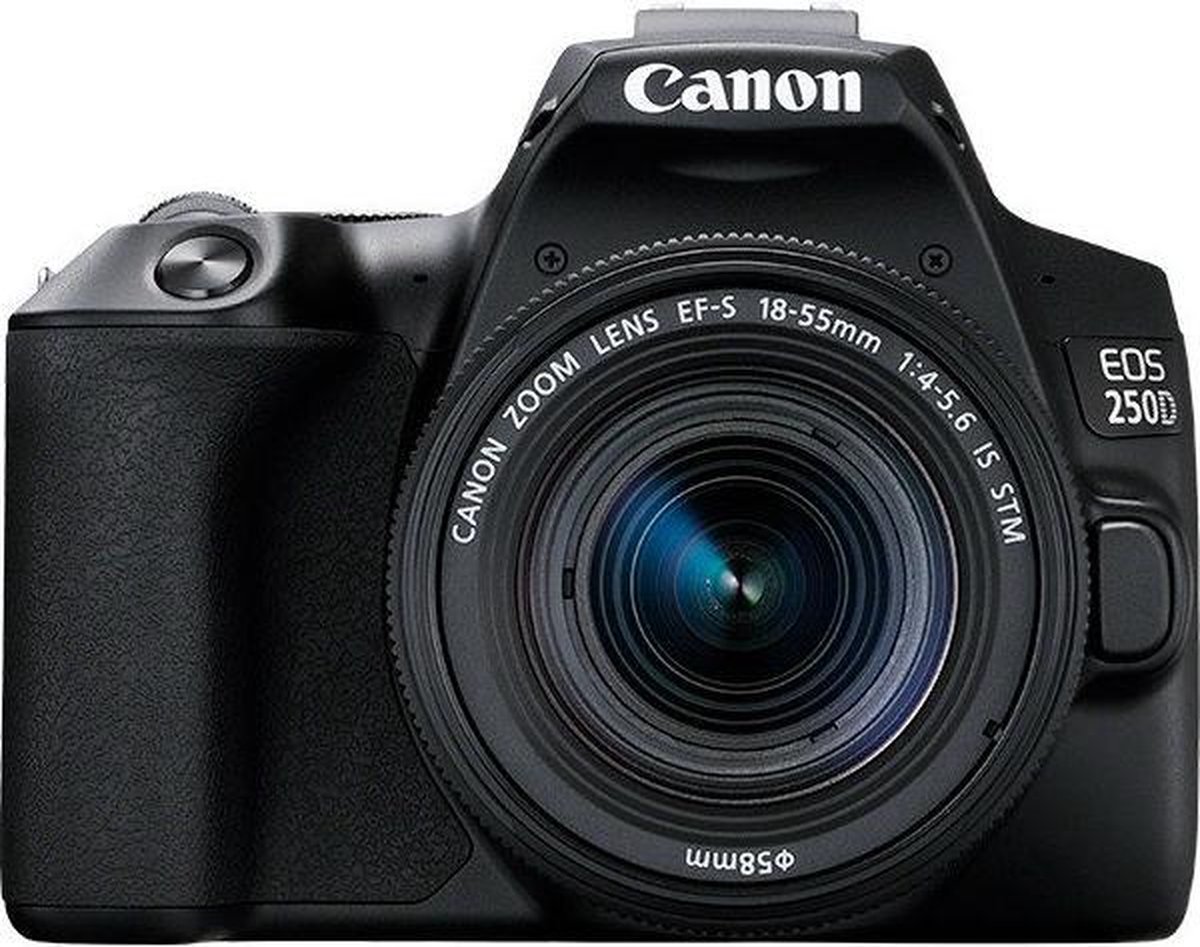 Canon EOS 250D + 18-55mm f/3.5-5.6 DC III + Cameratas + 16GB Geheugenkaart + Lensdoek - Zwart