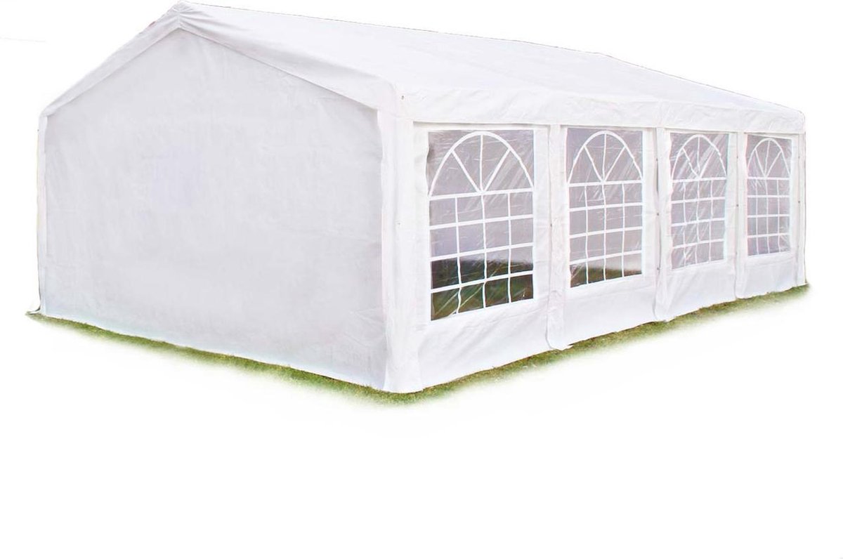 Bol.com Hoogwaardige Partytent 5x8 m van PE 450 N zeil tuintent feesttent waterdicht in Wit aanbieding