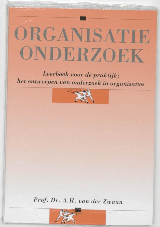 Boek 'Organisatie-onderzoek'. Omslag met titel, subtitel, illustratie en auteur.
