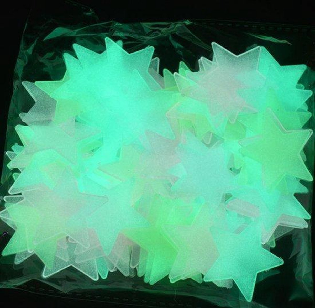 100 + 100 Glow in the dark sterren - Inclusief Maan - Blauwe - Lichtgevende sterren stickers - Sterrenhemel kinderkamer plafond stickers