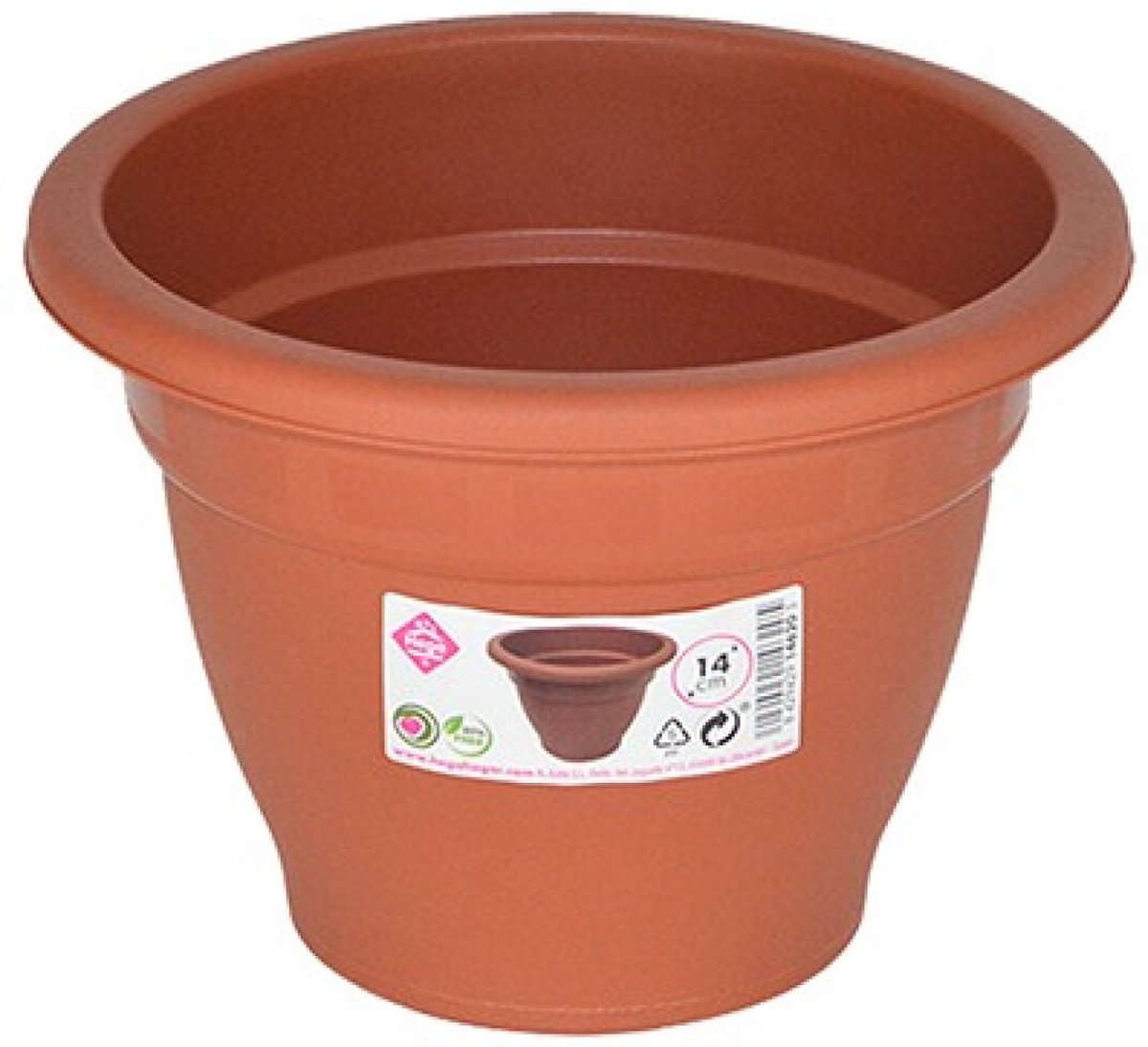 Hega Hogar Plantenpot/bloempot - D14 cm - terra cotta kleur - rond - kunststof