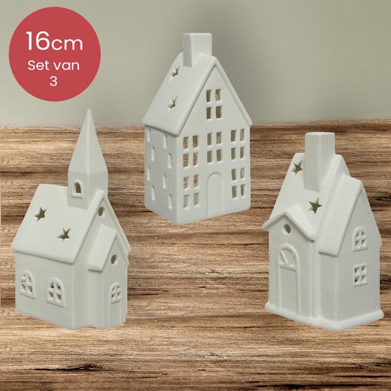 Waxinelichthouder, porselein, huisje met klokgevel, 20 cm online kopen?| Dille & Kamille