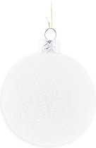 1x Witte Cotton Balls kerstballen 6,5 cm - Kerstversiering - Kerstboomdecoratie - Kerstboomversiering - Hangdecoratie - Kerstballen in de kleur wit