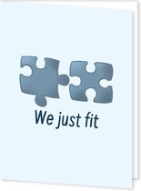 We just fit | Wenskaart | We horen bij elkaar | liefdeskaart | Set van 1, 4 of 6 dubbele wenskaarten 10,5*14,5 cm inclusief enveloppen