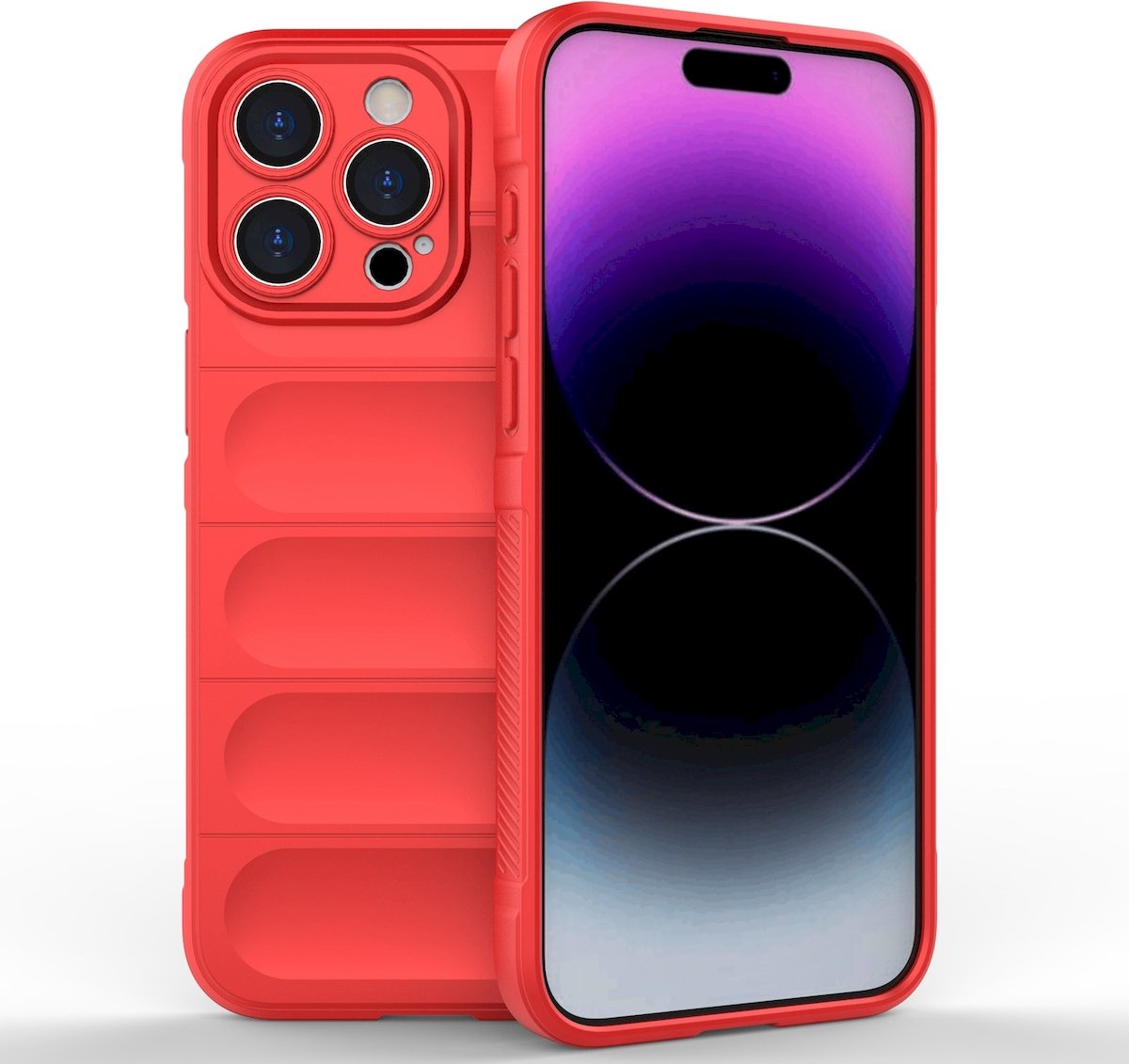 Mobigear Hoesje geschikt voor Apple iPhone 15 Pro Max Telefoonhoesje Flexibel TPU | Mobigear Bumpy Backcover | iPhone 15 Pro Max Case | Back Cover - Rood
