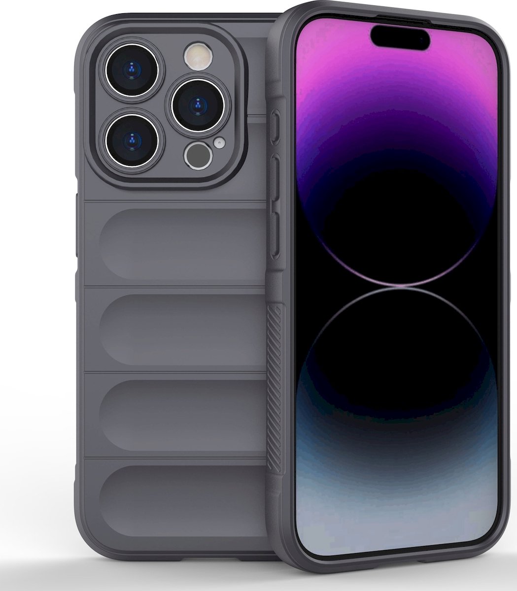 Mobigear Hoesje geschikt voor Apple iPhone 15 Pro Telefoonhoesje Flexibel TPU | Mobigear Bumpy Backcover | iPhone 15 Pro Case | Back Cover - Charcoal