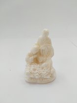Mini Kribbe van natuursteen albast / Italie / kerstgroep / Heilige familie / 6 cm