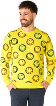 OppoSuits Smiley™ Smudge - Heren Sweater - Smiley Trui - Geel - Maat: S