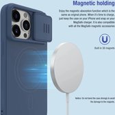 Nillkin CamShield Hoesje Geschikt voor de Apple iPhone 15 Pro Max - Geschikt voor Draadloos Opladen met Magnetische Ring - Siliconen Back Cover - met Camera Slider Groen