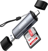 AdroitGoods SD Kaart Lezer - Card Reader - Geheugenkaartlezer - Adapter - Usb - Geschikt voor Telefoon, PC en Tablet - Aluminium