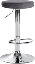 Tabouret de bar CLP Ponte - Rond - Ajustable - Repose-pieds - Velours - Velours - chrome gris foncé