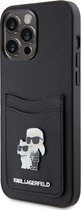 iPhone 15 Pro Max Backcase hoesje - Karl Lagerfeld - Effen Zwart - Kunstleer