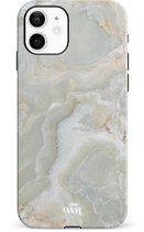 xoxo Wildhearts Marble Green Illusion - Single Layer - Hoesje geschikt voor iPhone 12 - Marmer hoesje shockproof groen - Hard Case geschikt voor iPhone 12 - Groen
