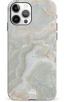 xoxo Wildhearts Marble Green Illusion - Double Layer - Hoesje geschikt voor iPhone 12 Pro Max - Marmer hoesje shockproof groen - Hard Case geschikt voor iPhone 12 Pro Max - Groen