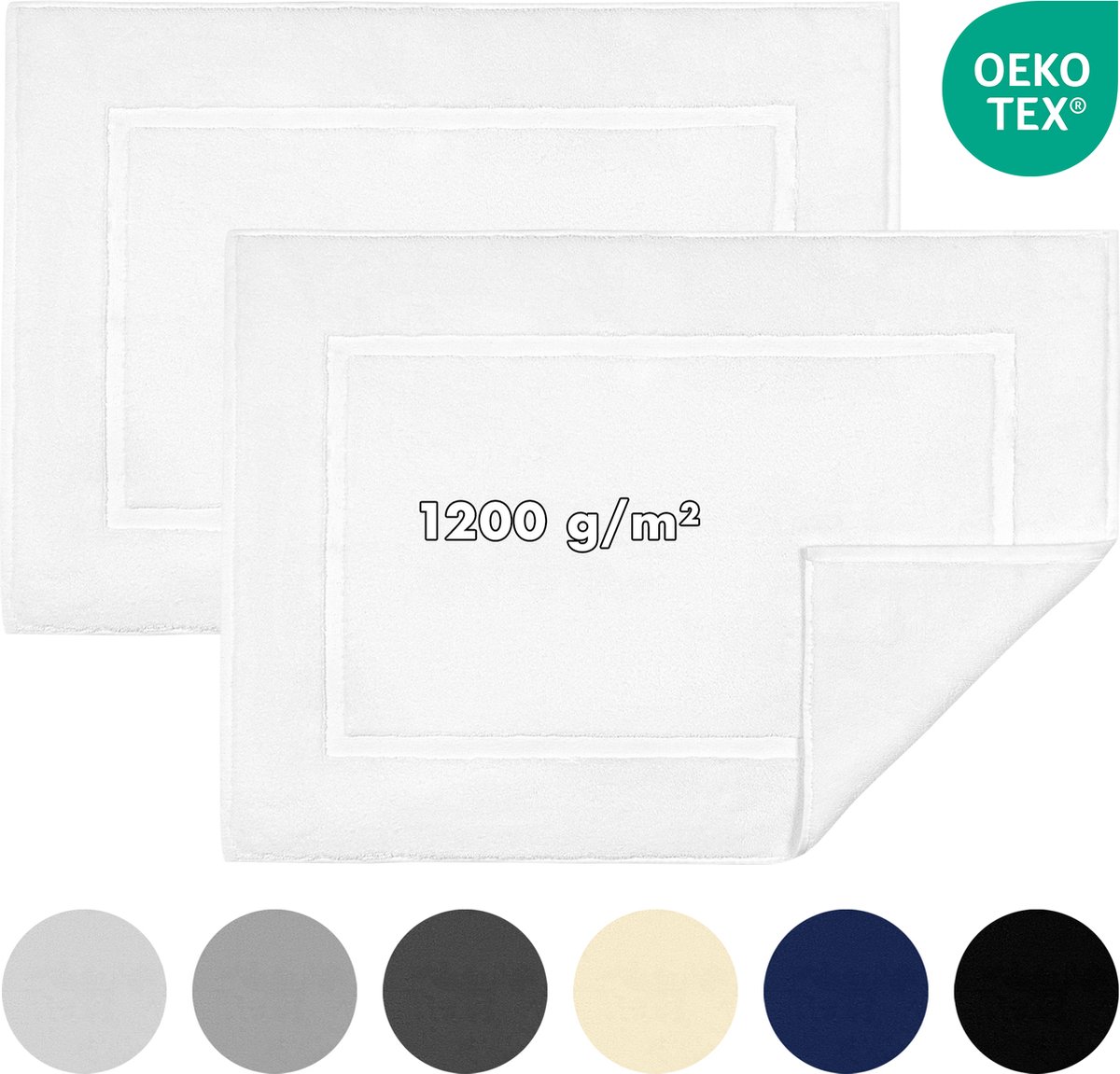 Jacobson - Badmat 50x80 cm - set van 2 - Douchemat - Vloermat - Wit