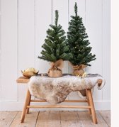 Kleine nep kerstboom in jute zak inclusief verlichting 75 cm - Kleine kunstbomen/boompjes