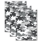 Set van 3x stuks camouflage/legerprint luxe schrift gelinieerd grijs A5 formaat - Notitieboek - Kantoor schrift